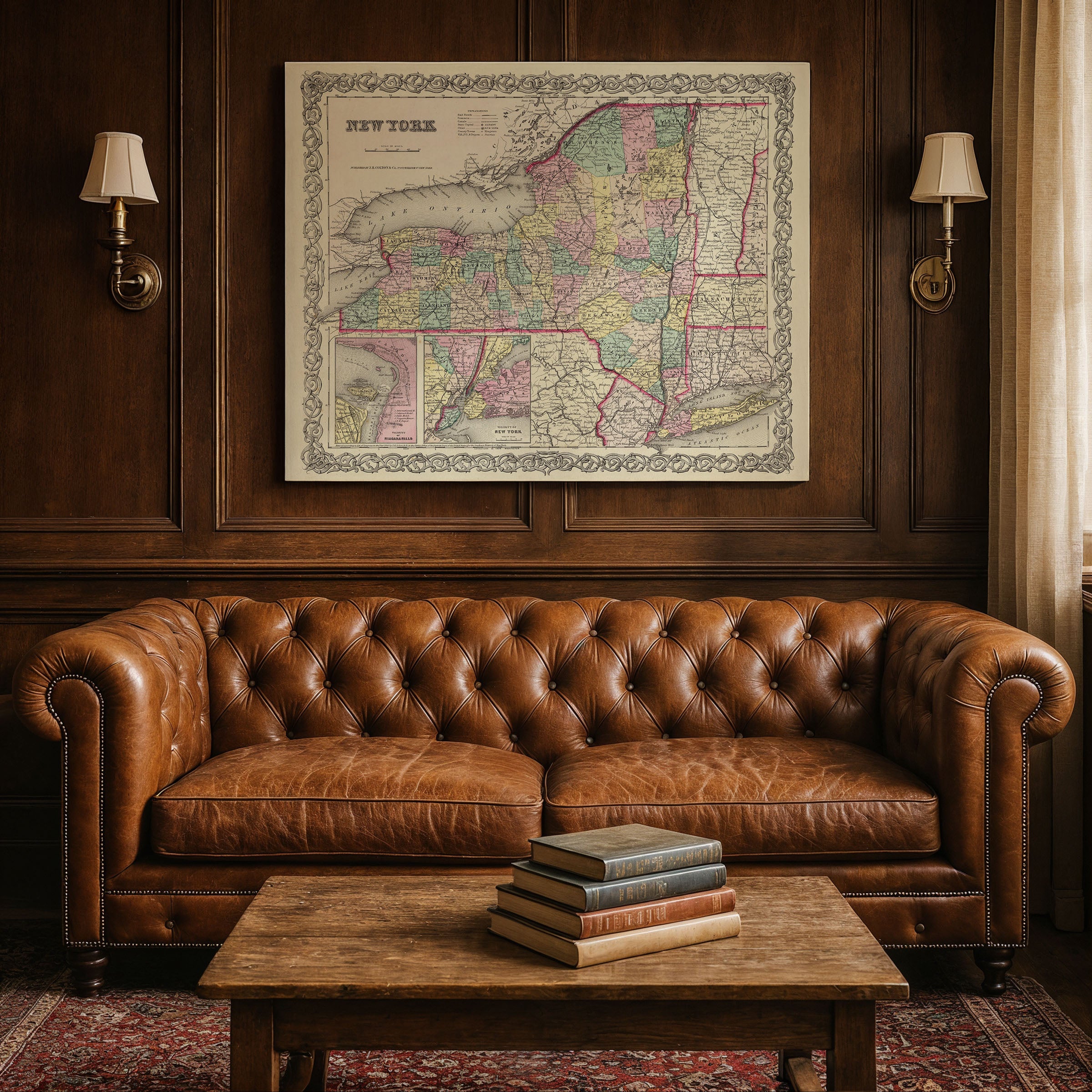 New York Map - Vintage State Map by Colton Image 6