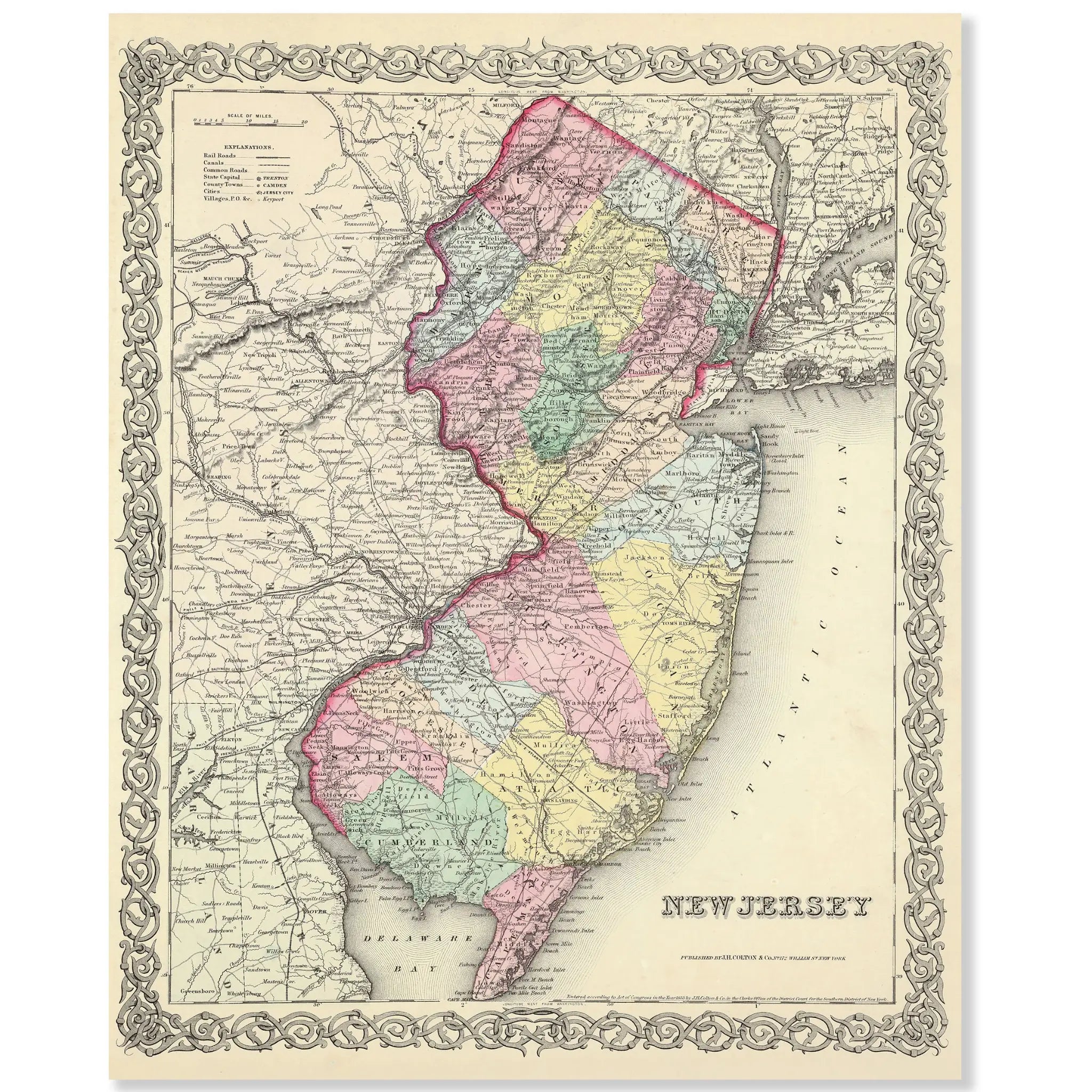 New Jersey Map - Kitchen Setting