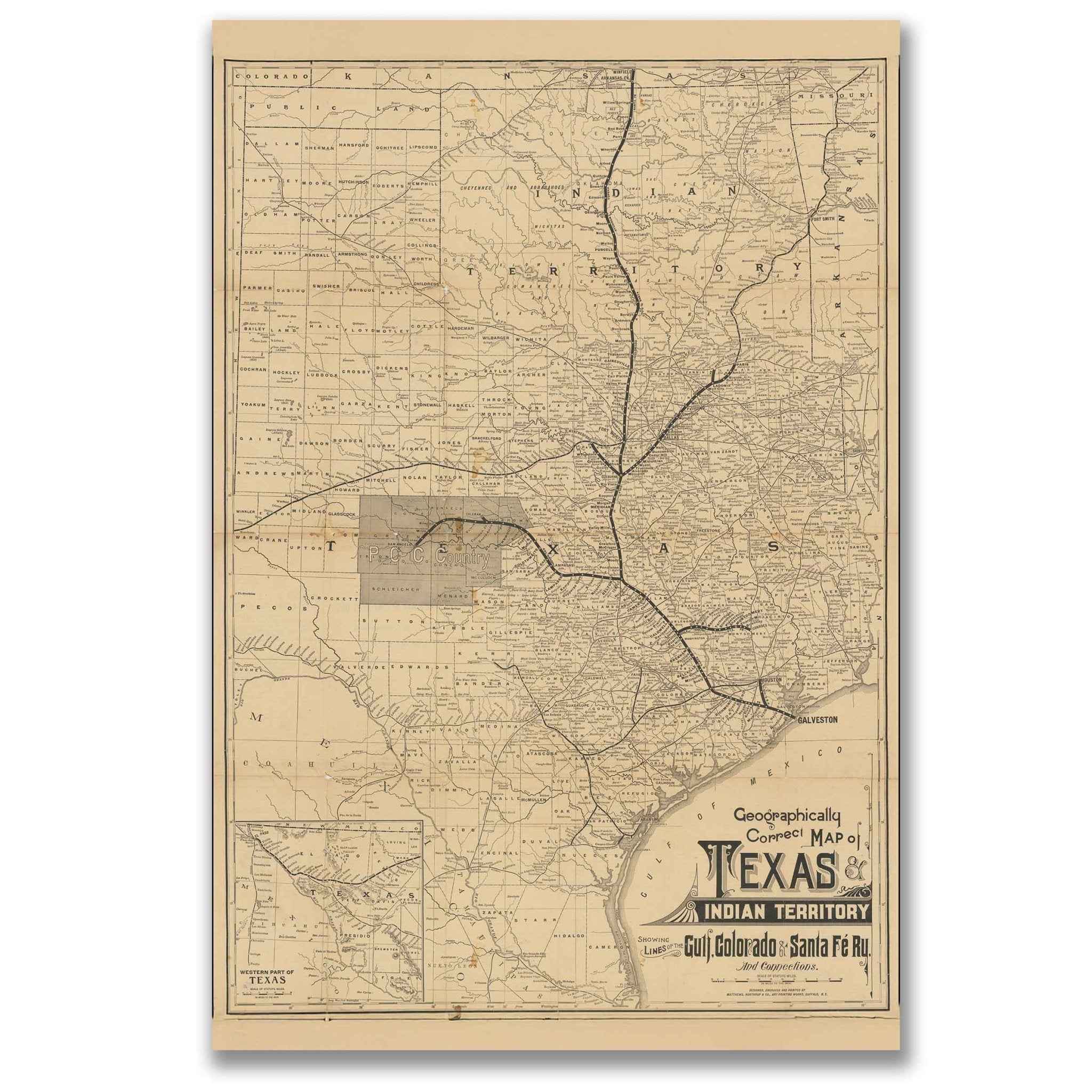 Geographically Correct Map of Texas and Indian Territory