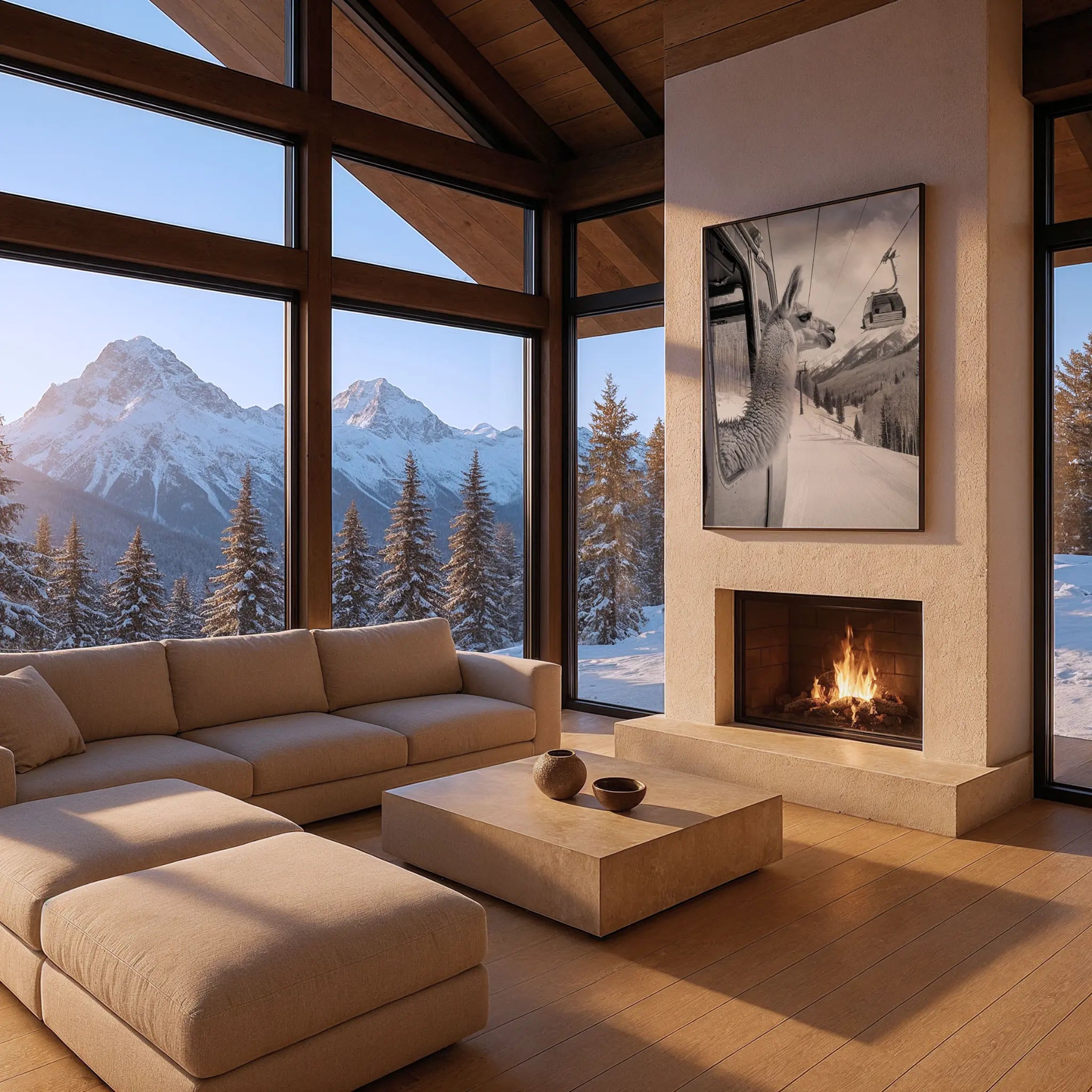 Llama Gondola Photo in Chalet Panoramic Windows