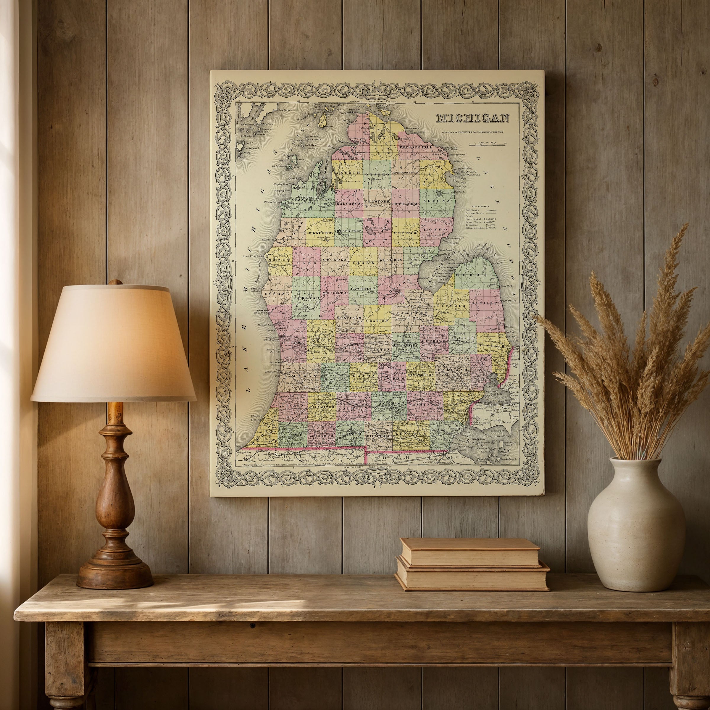 Michigan Map - Vintage State Map by Colton Image 4