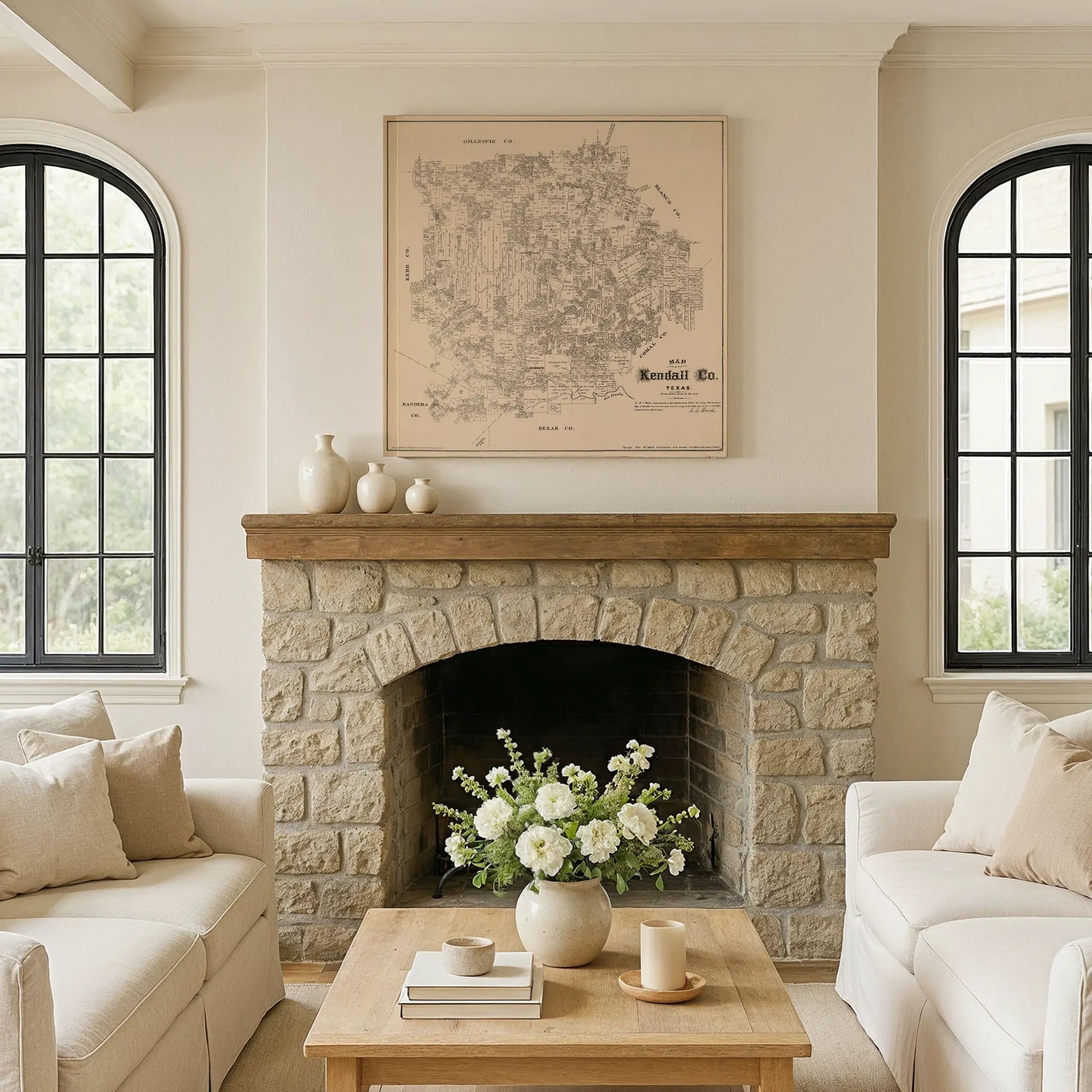 Kendall County Map - Vintage 1879 Texas General Land Office Map