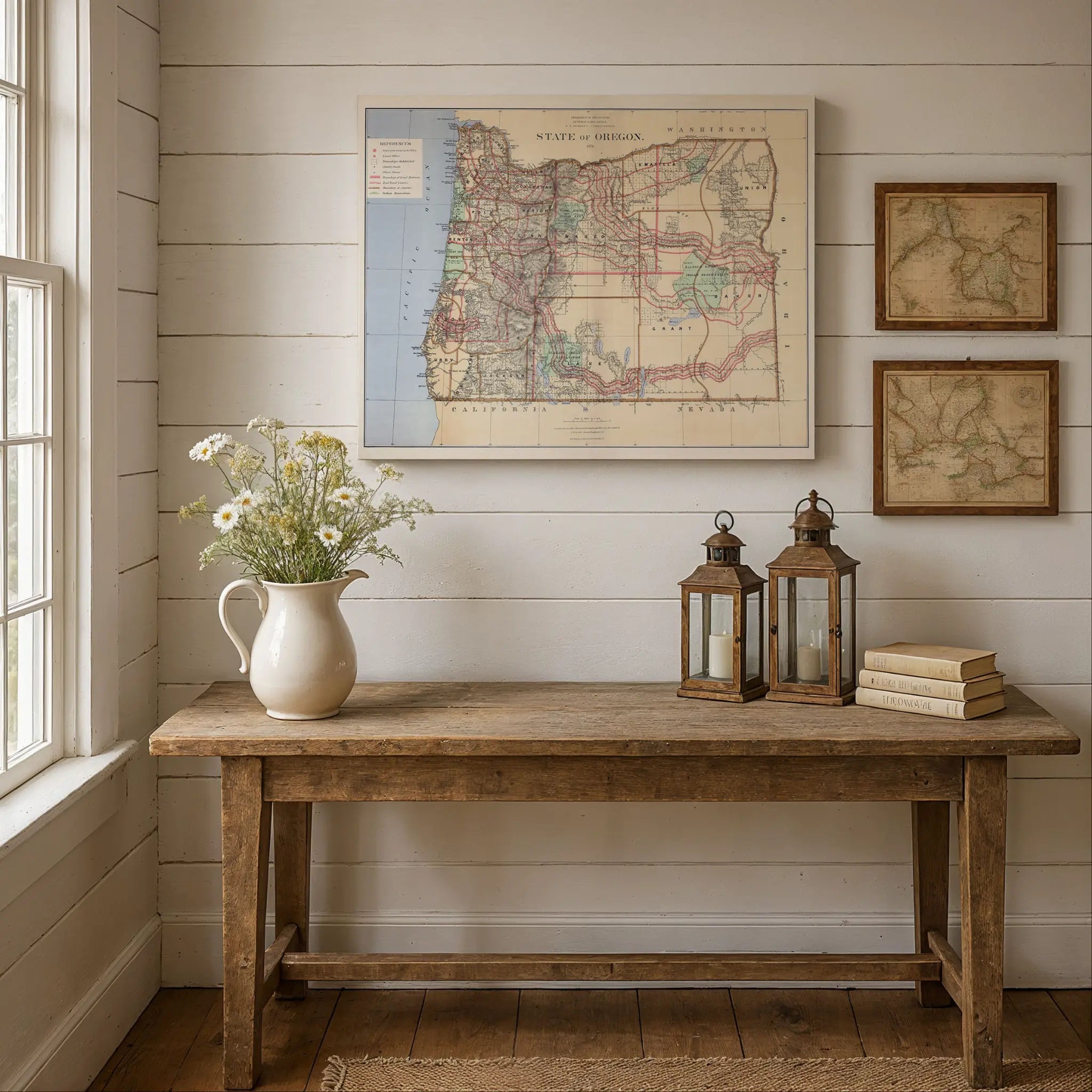 Oregon Map - Fireplace Setting