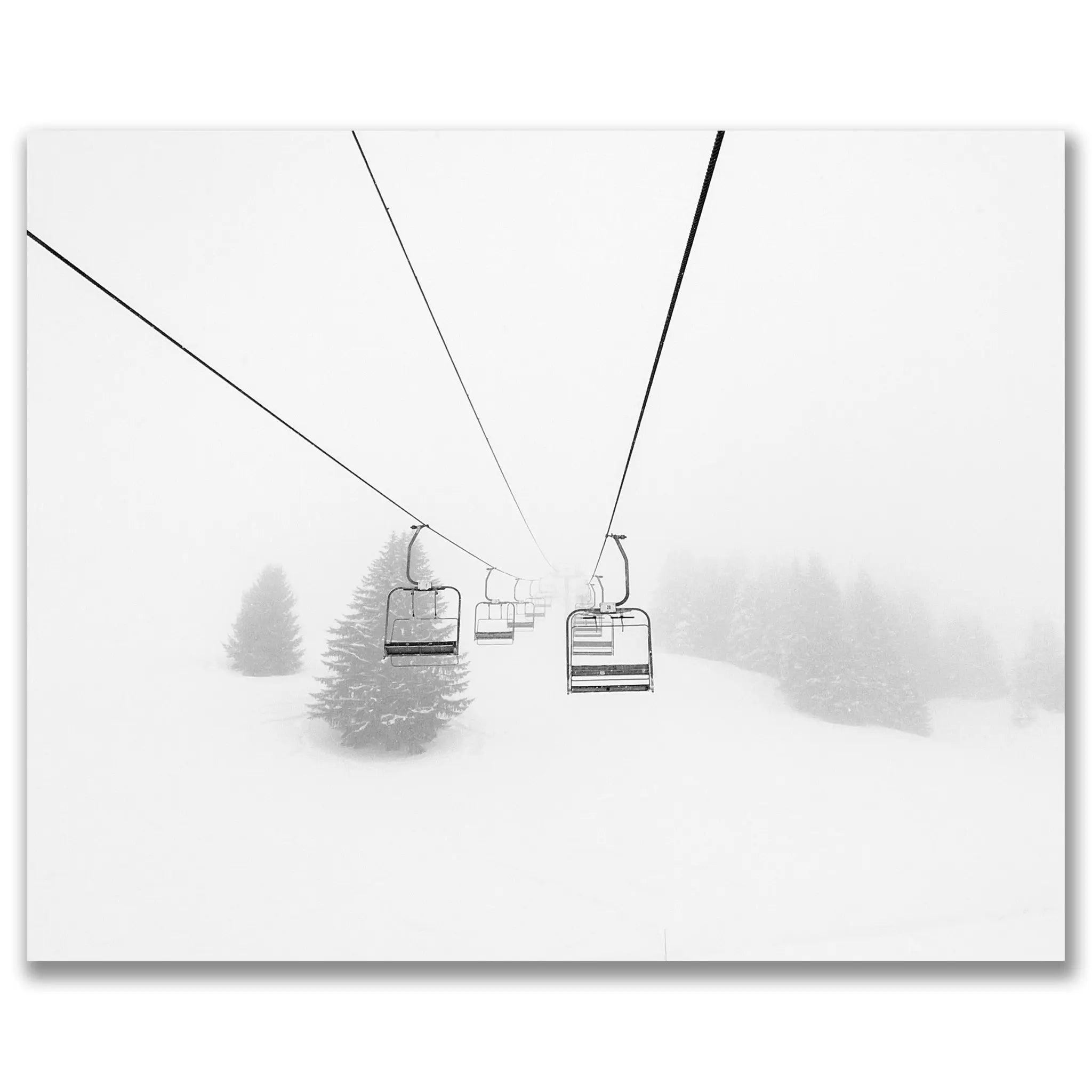 Vintage Ski Lift Chairs in Fog - Main Image