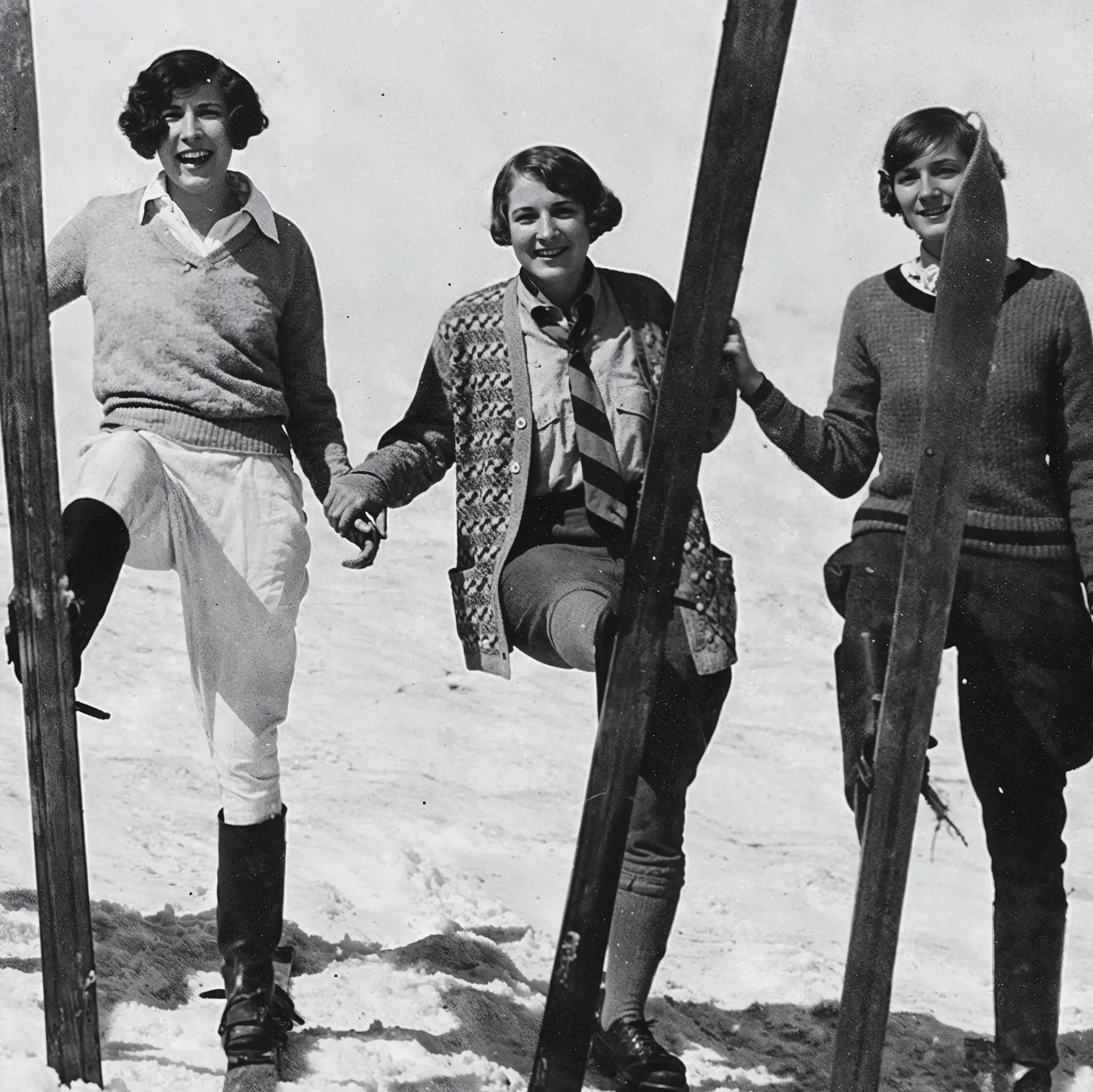 1920s Women Skiers Fashion Detail