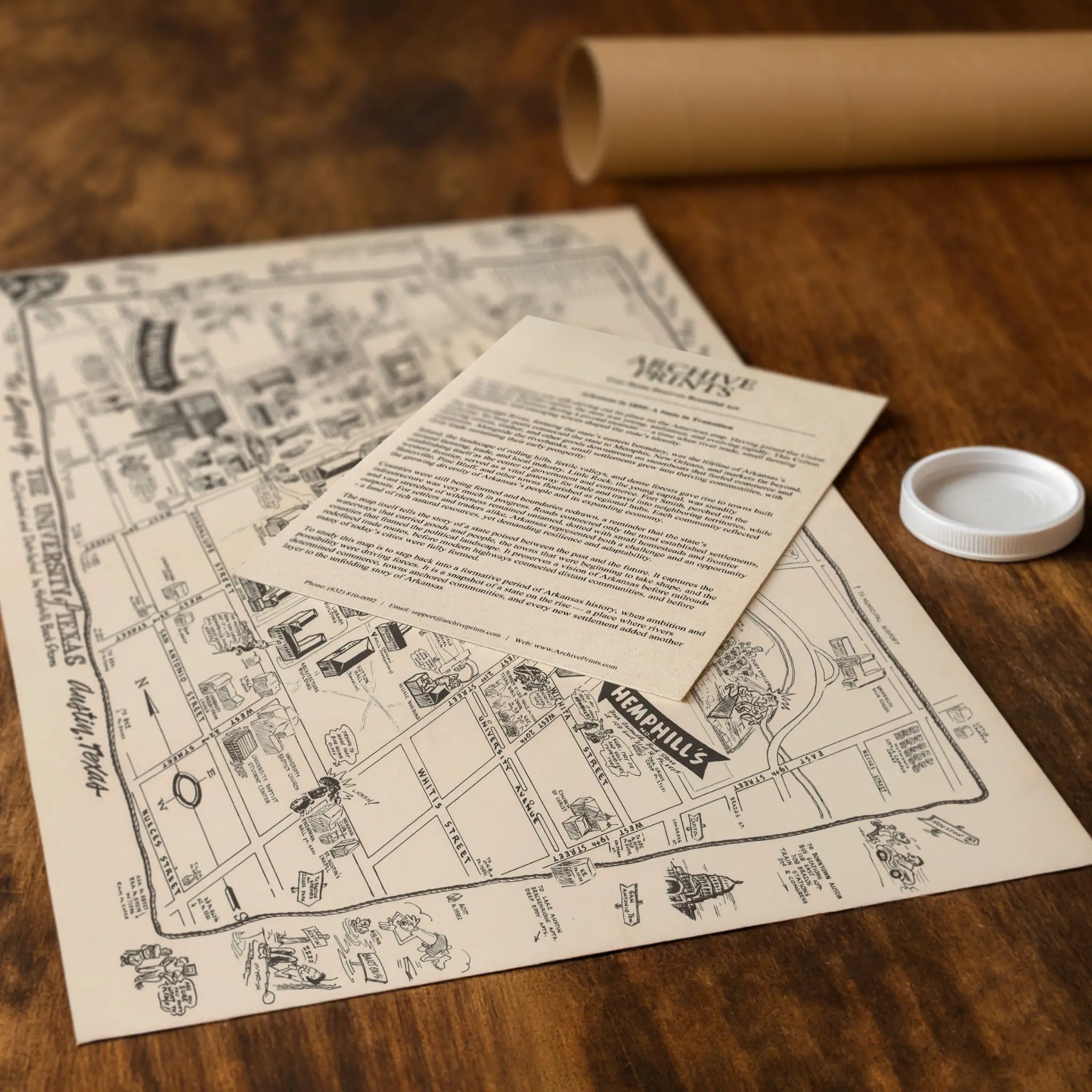 University of Texas Campus Map - Vintage 1945 Austin Student Life Illustrated Map