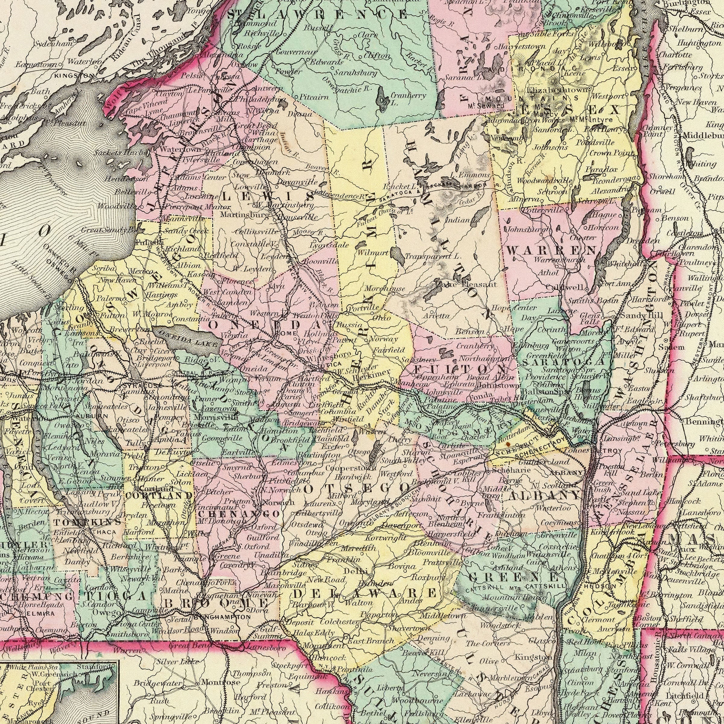 New York Map - Vintage State Map by Colton Image 2