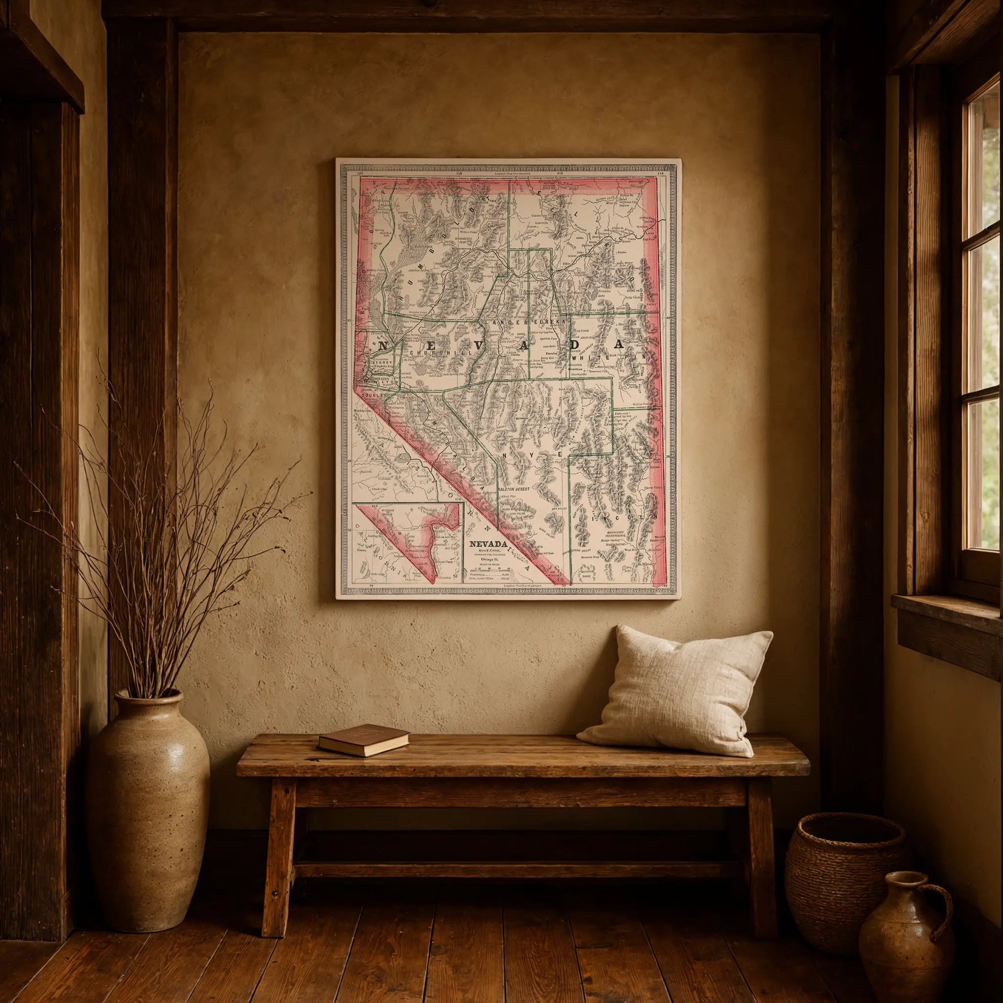 Nevada Map - Vintage 1883 Historical Map