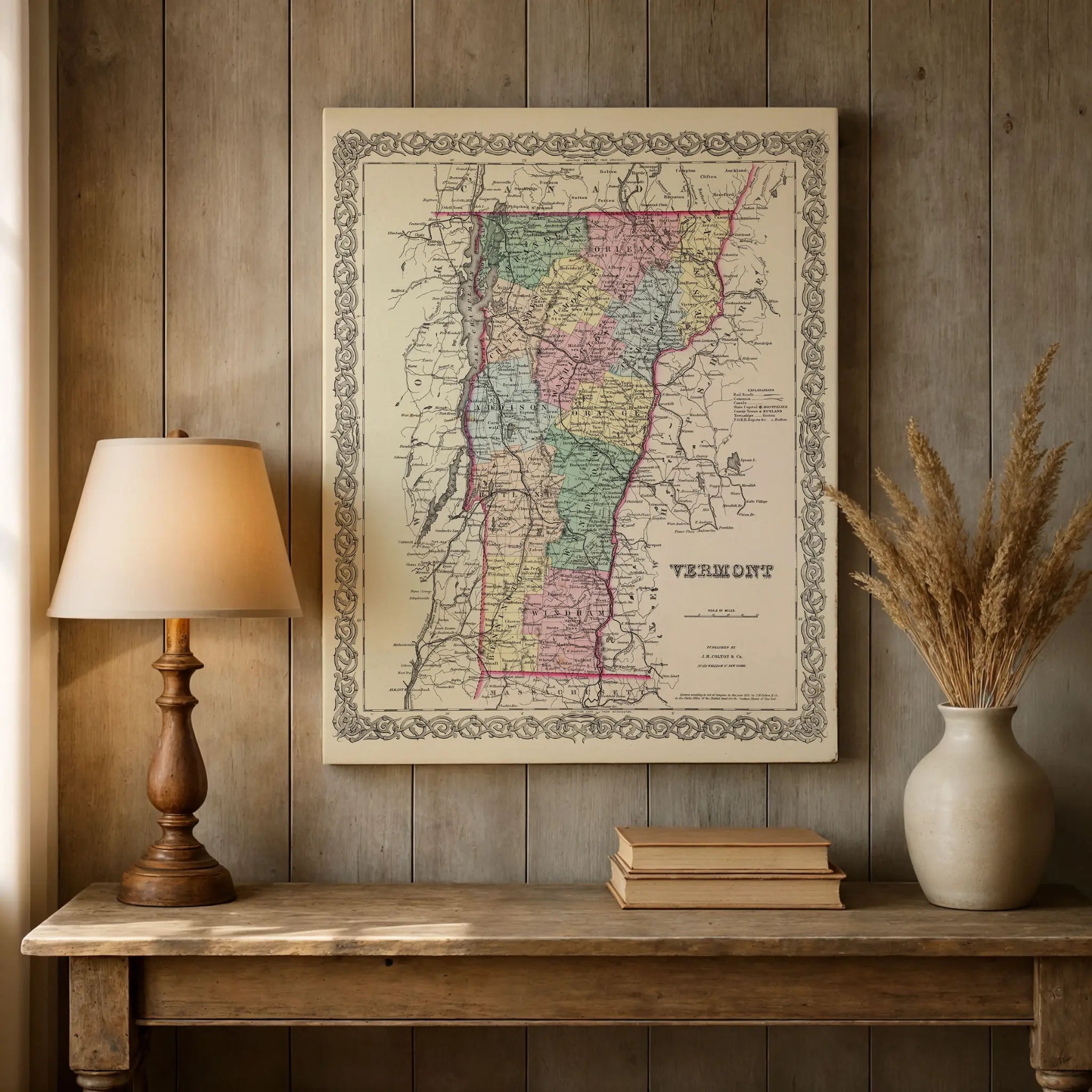 Vermont Map - Barn Wood Setting