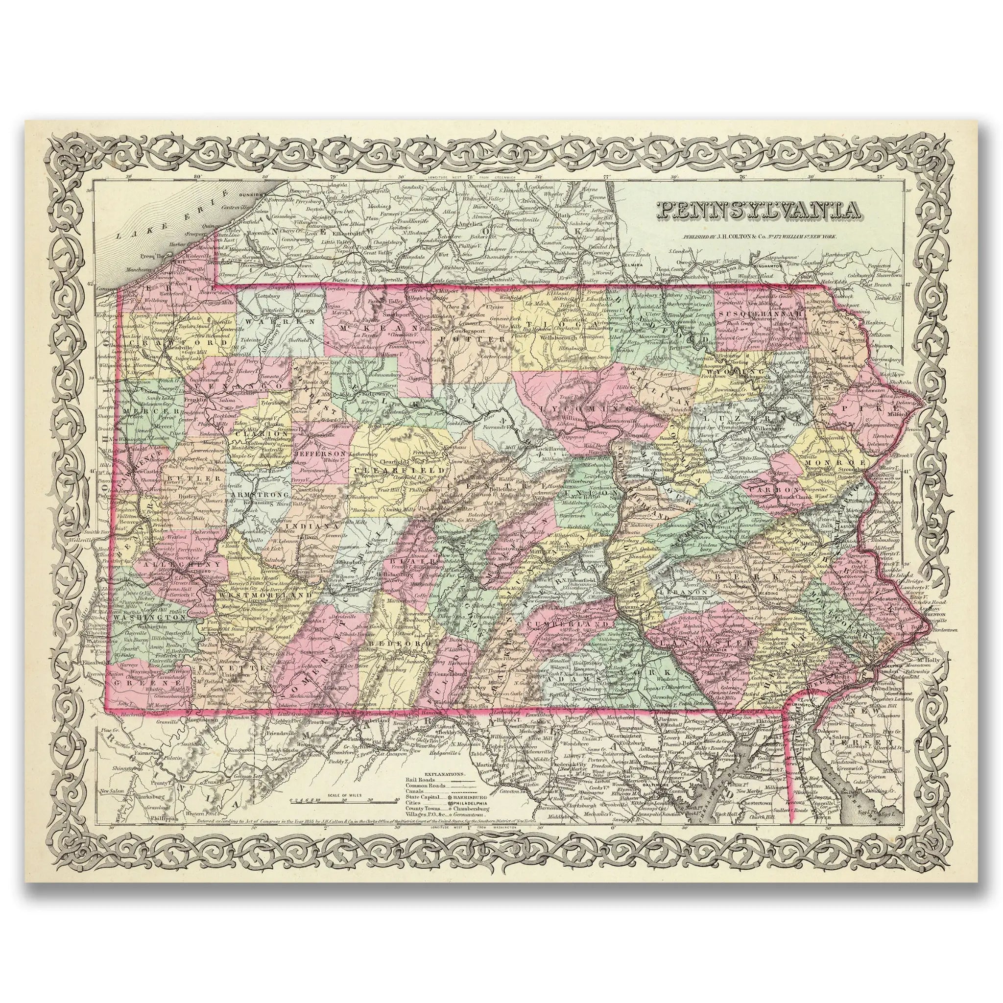 Pennsylvania Map - Tube Packaging
