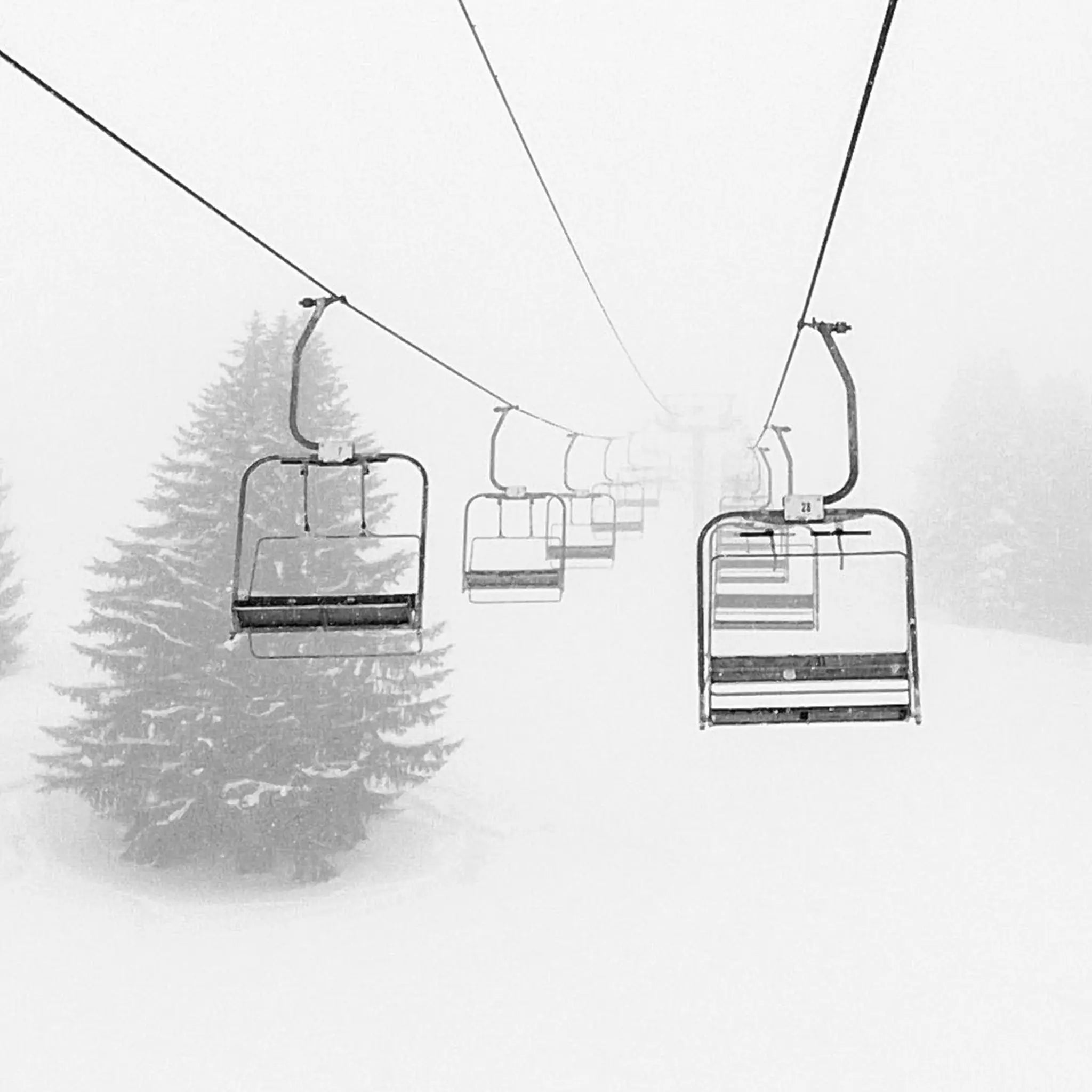 Vintage Ski Lift Chairs Detail Close-Up