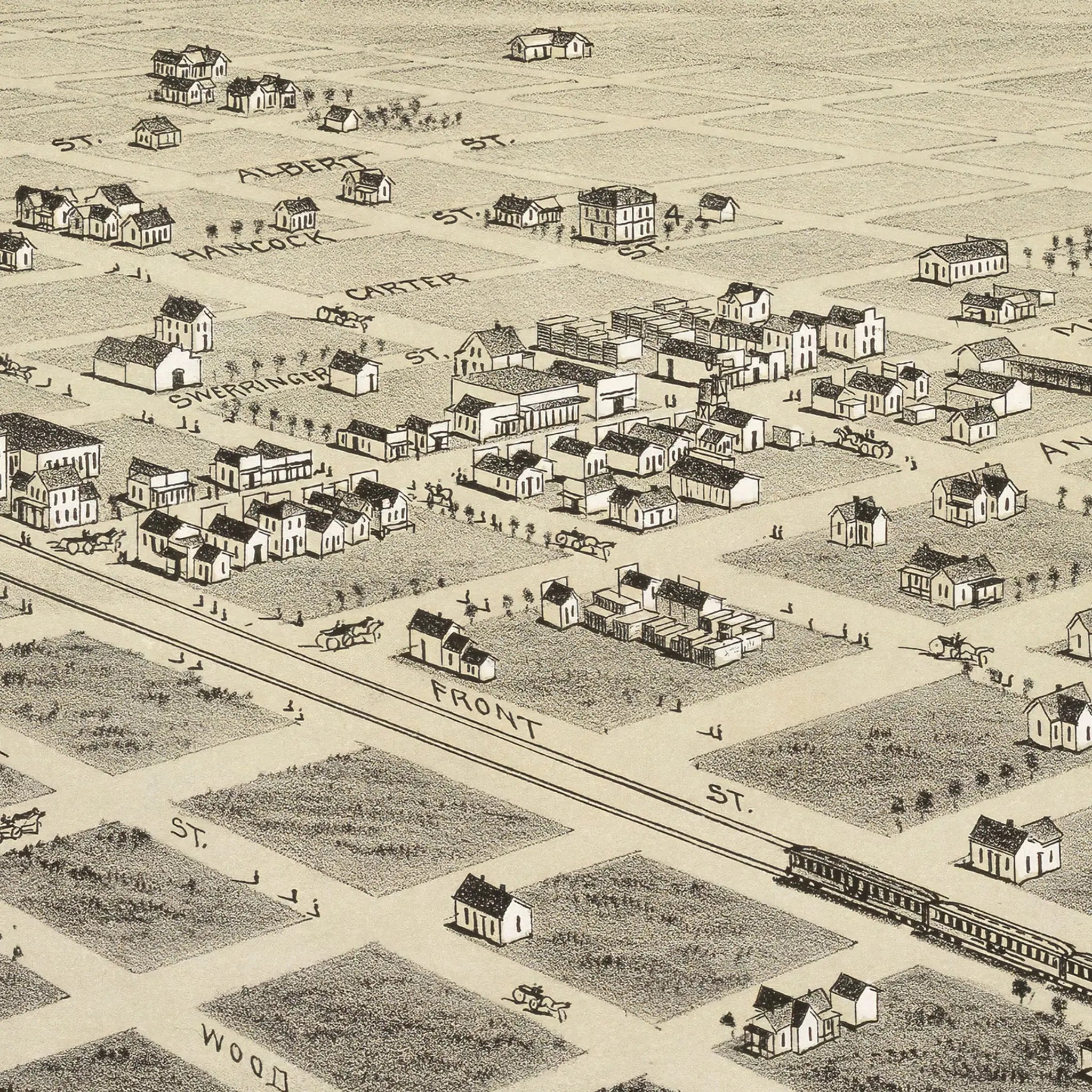 Childress Bird's-Eye Map - Vintage 1890 Texas Historical City Map