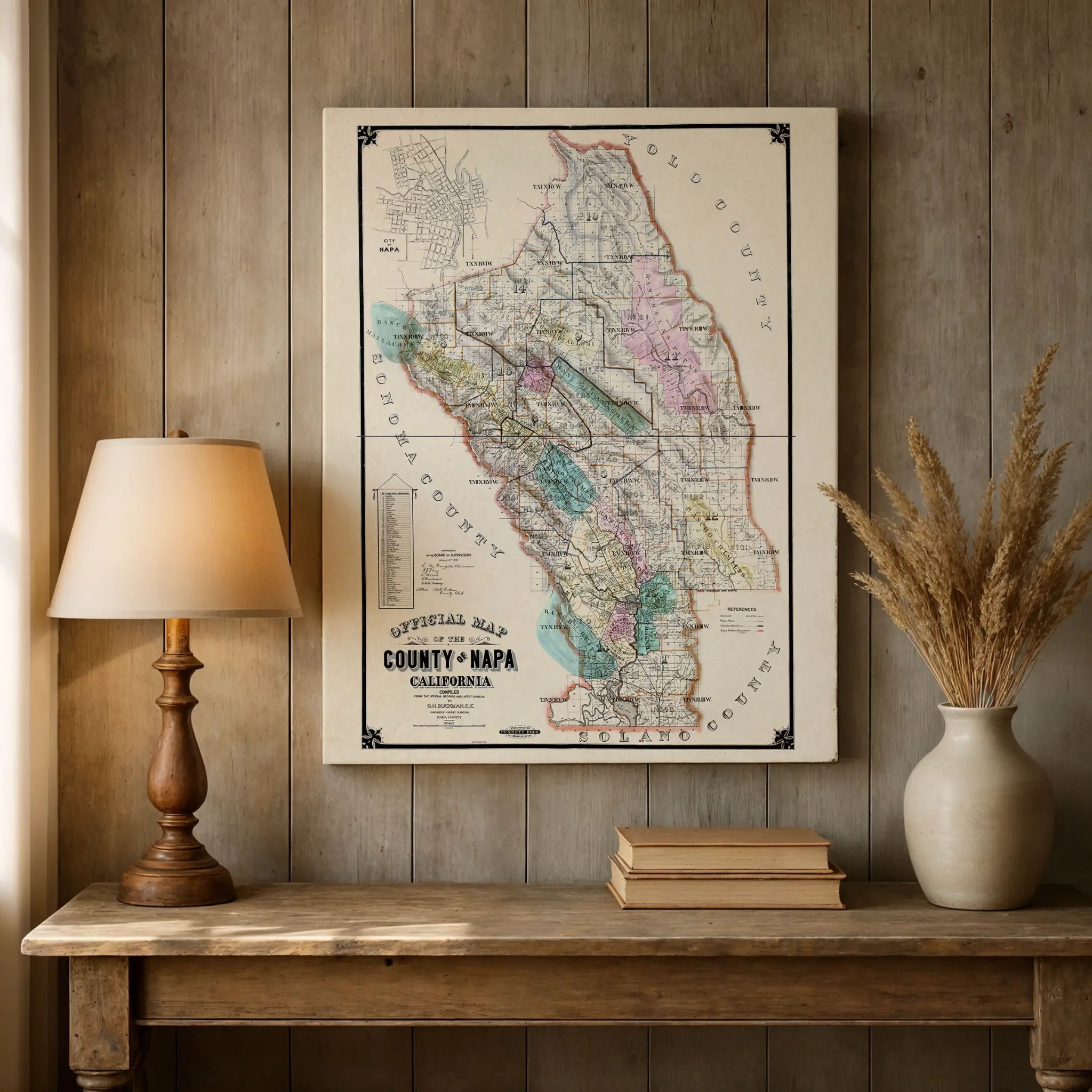 Napa Valley Map - Vintage 1895 Official County Map