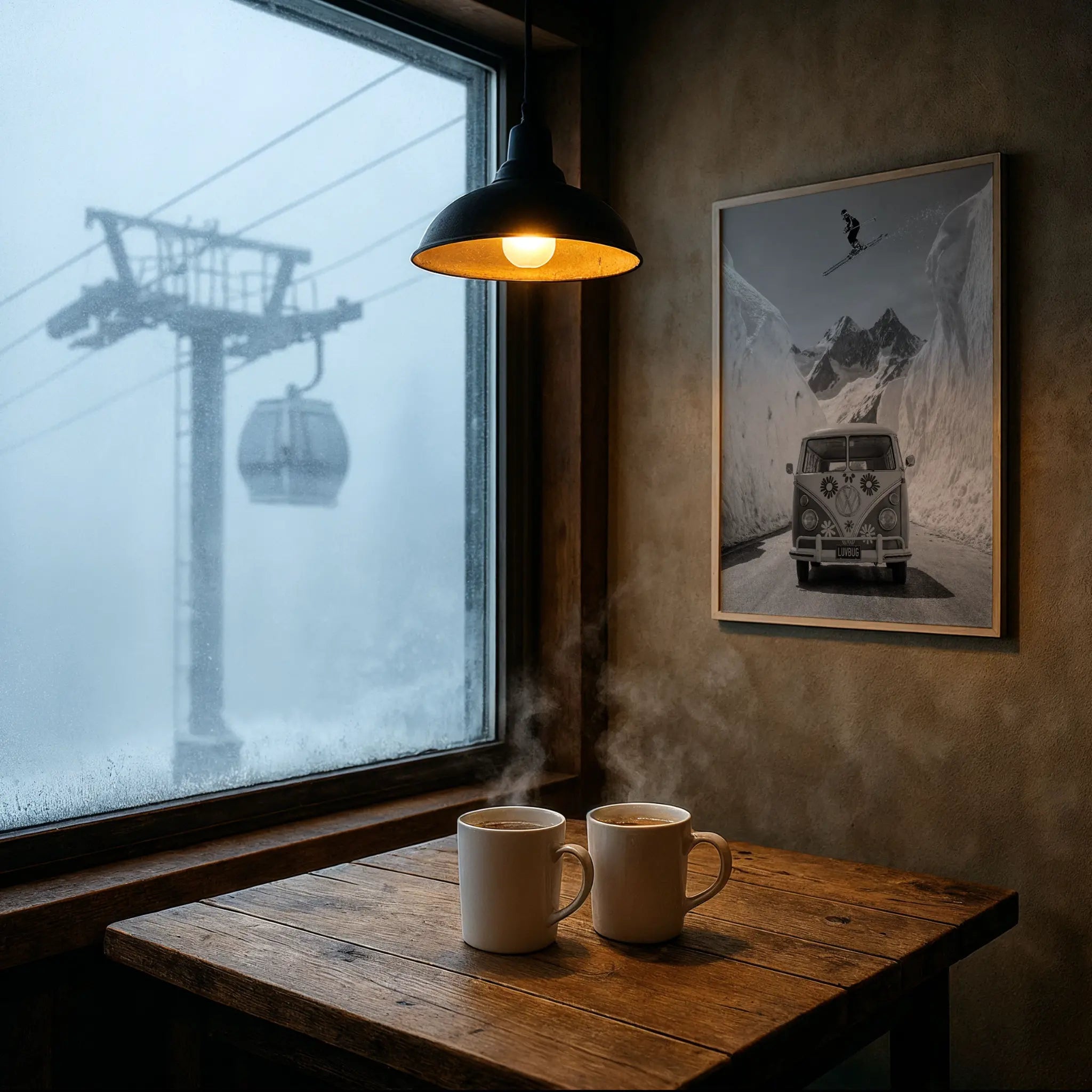 Vintage VW Bus Photo in Foggy Mountain Cafe