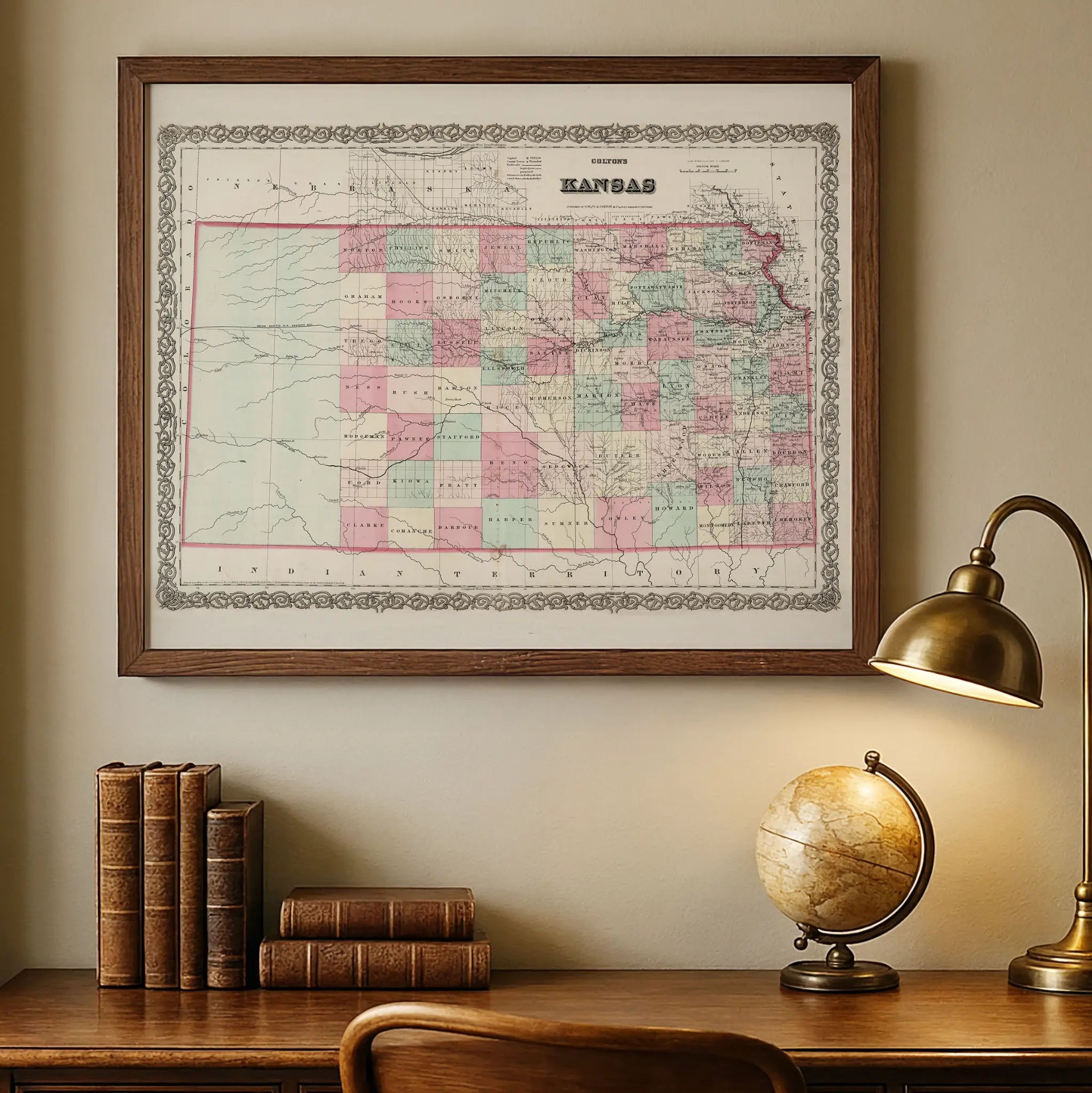 Kansas Map - Vintage State Map by Colton Image 4