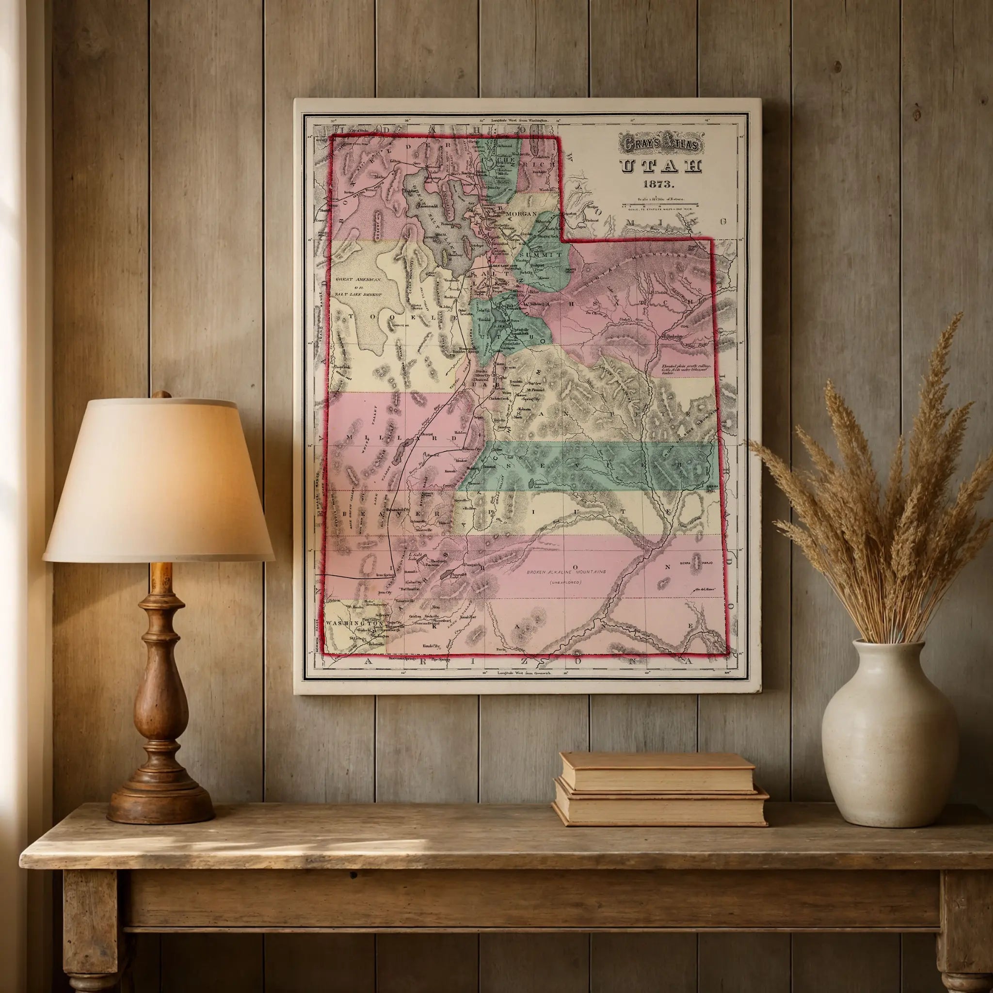 Utah Map - Barn Wood Setting