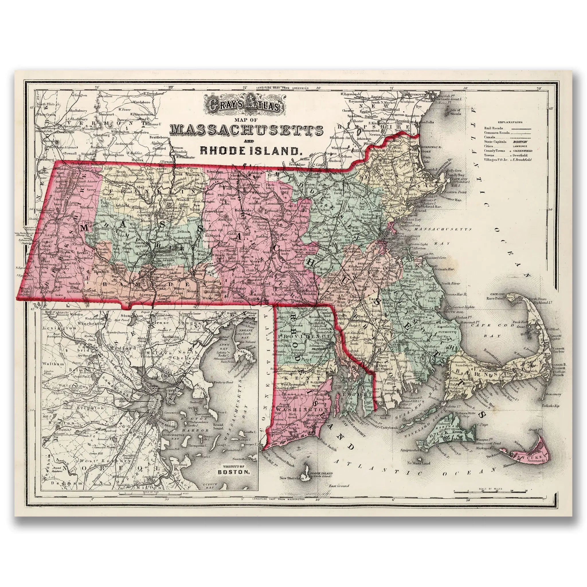 Connecticut Map - Vintage State Map by Colton