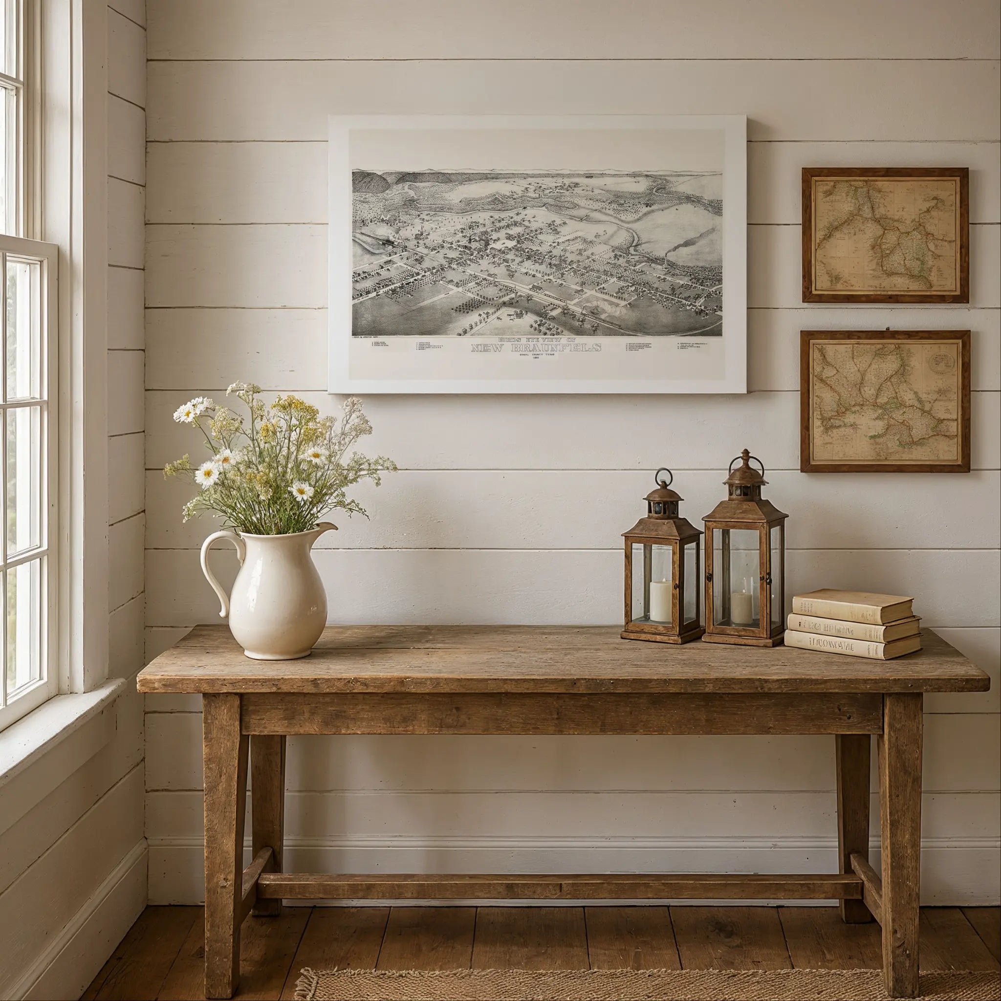 New Braunfels Bird's-Eye Map - Vintage 1881 Texas Historical City Map