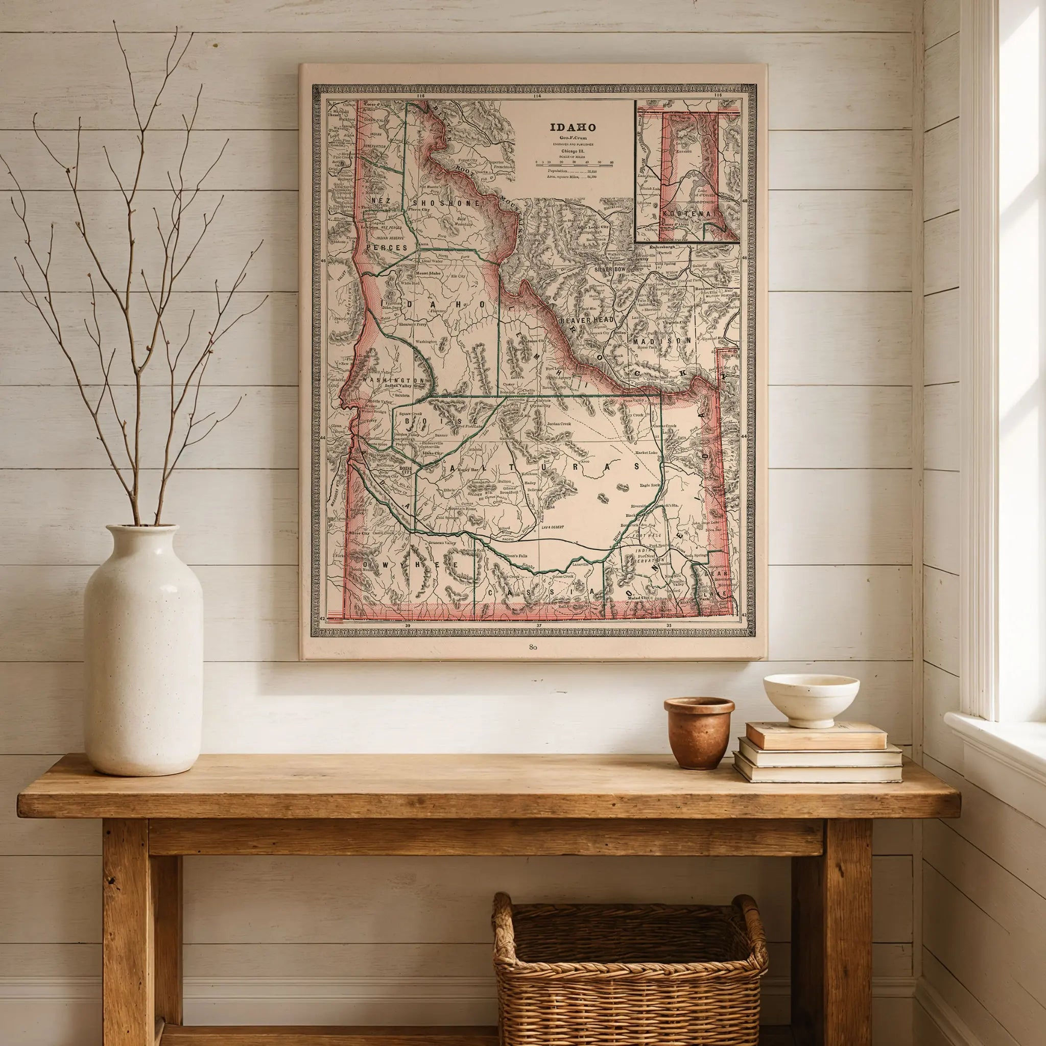 Idaho Map in Farmhouse Decor
