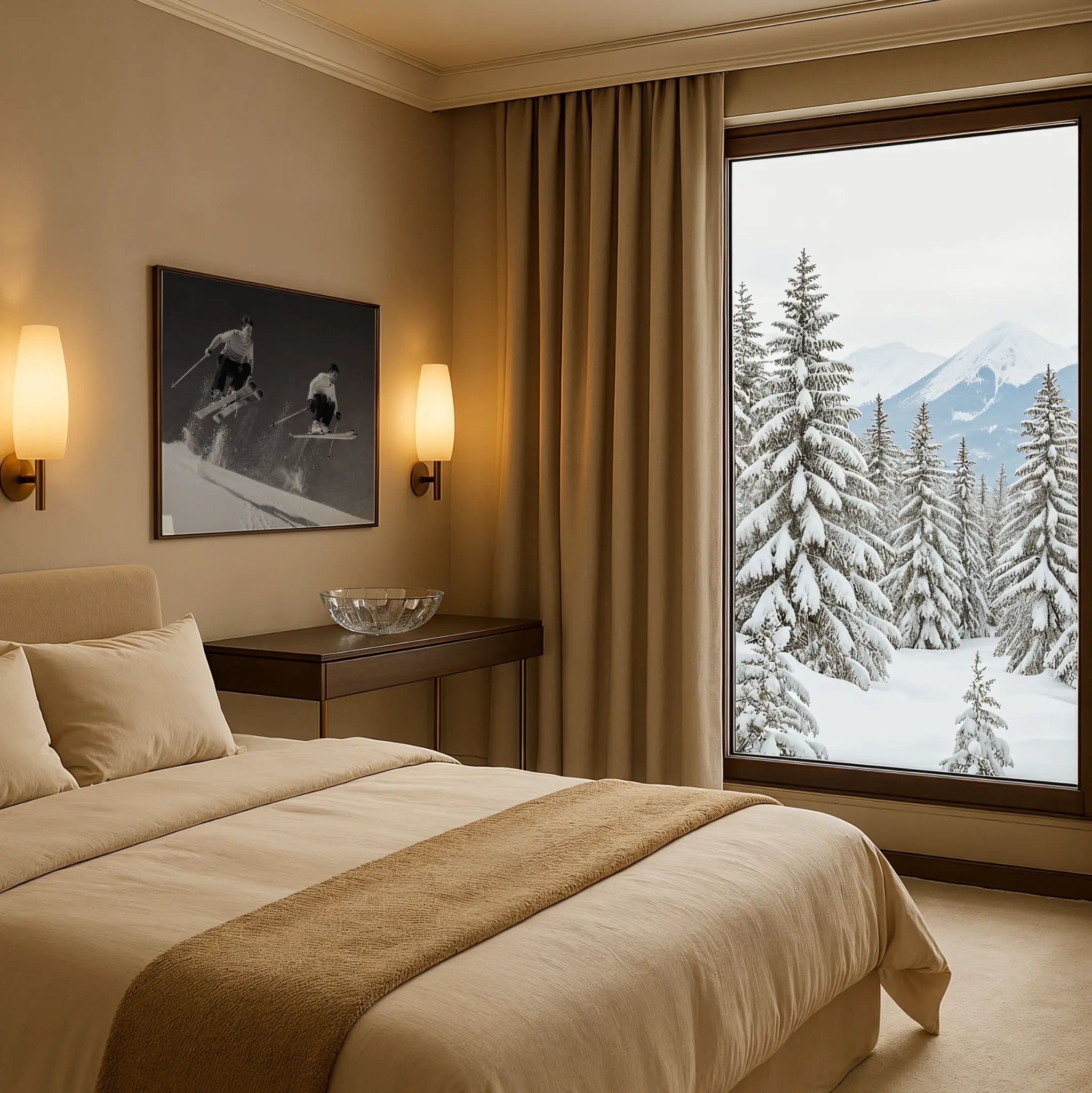 Skiing Photo in Mountain Bedroom