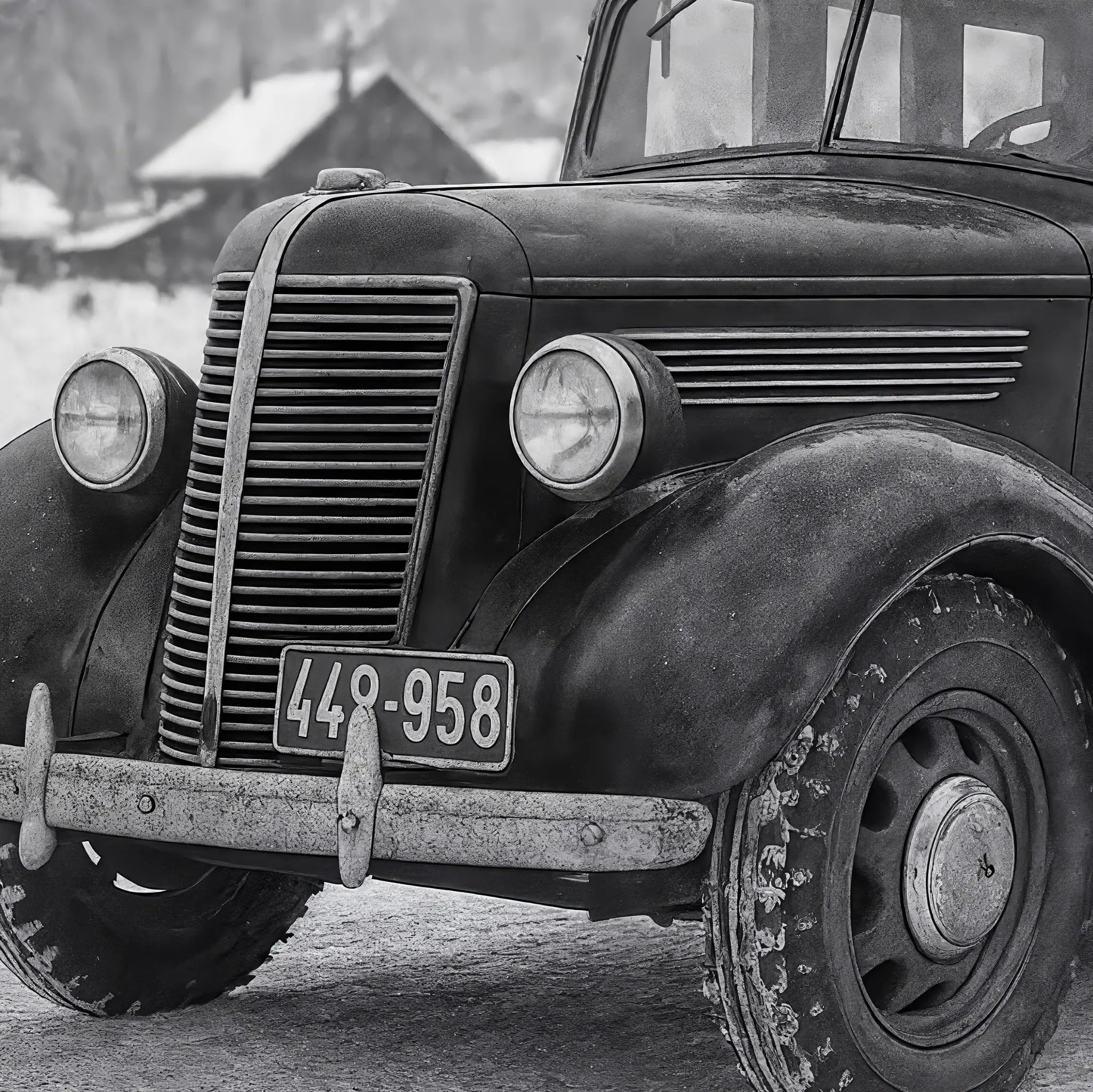 Vintage Ski Bus Detail Close-Up