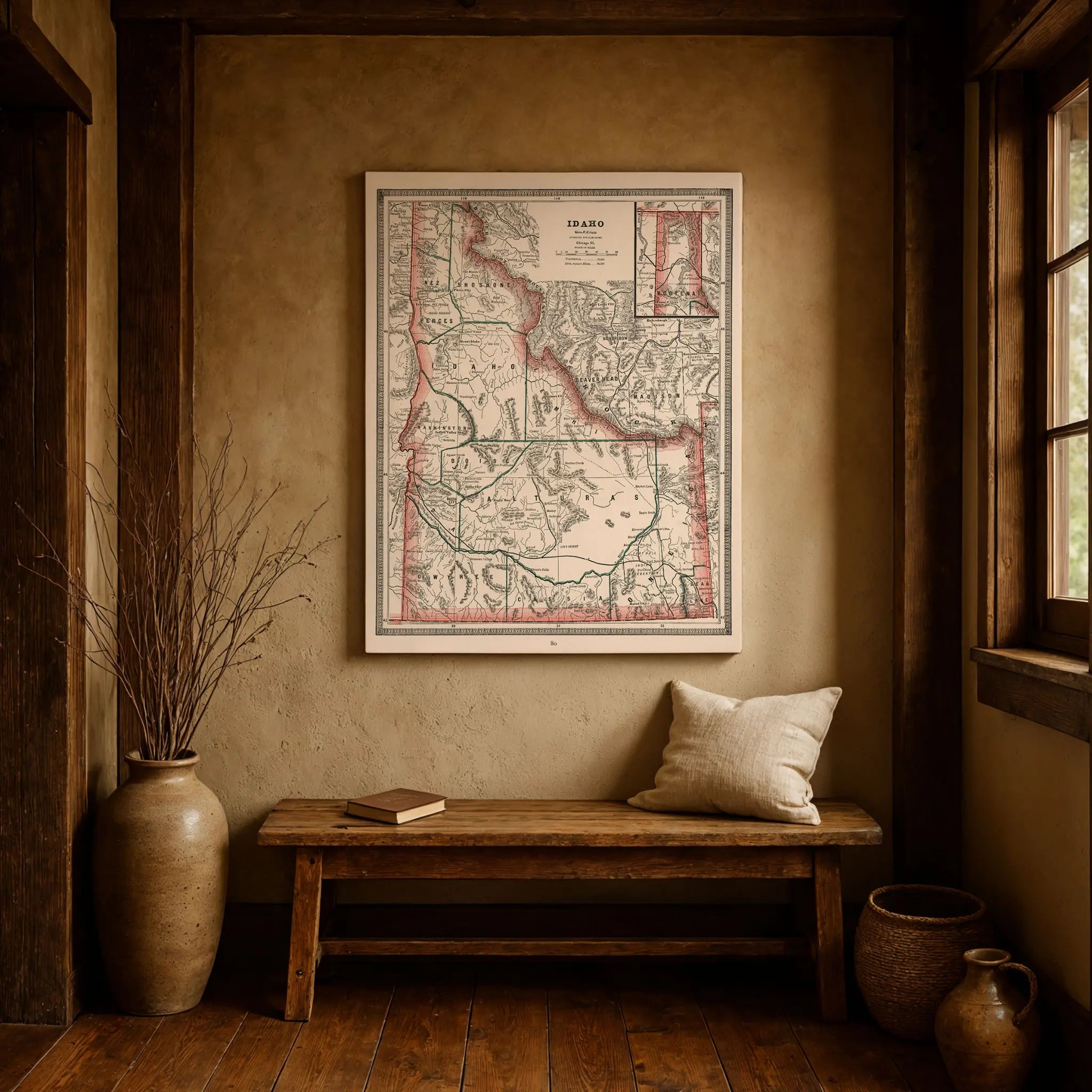 Idaho Map in Lodge Setting